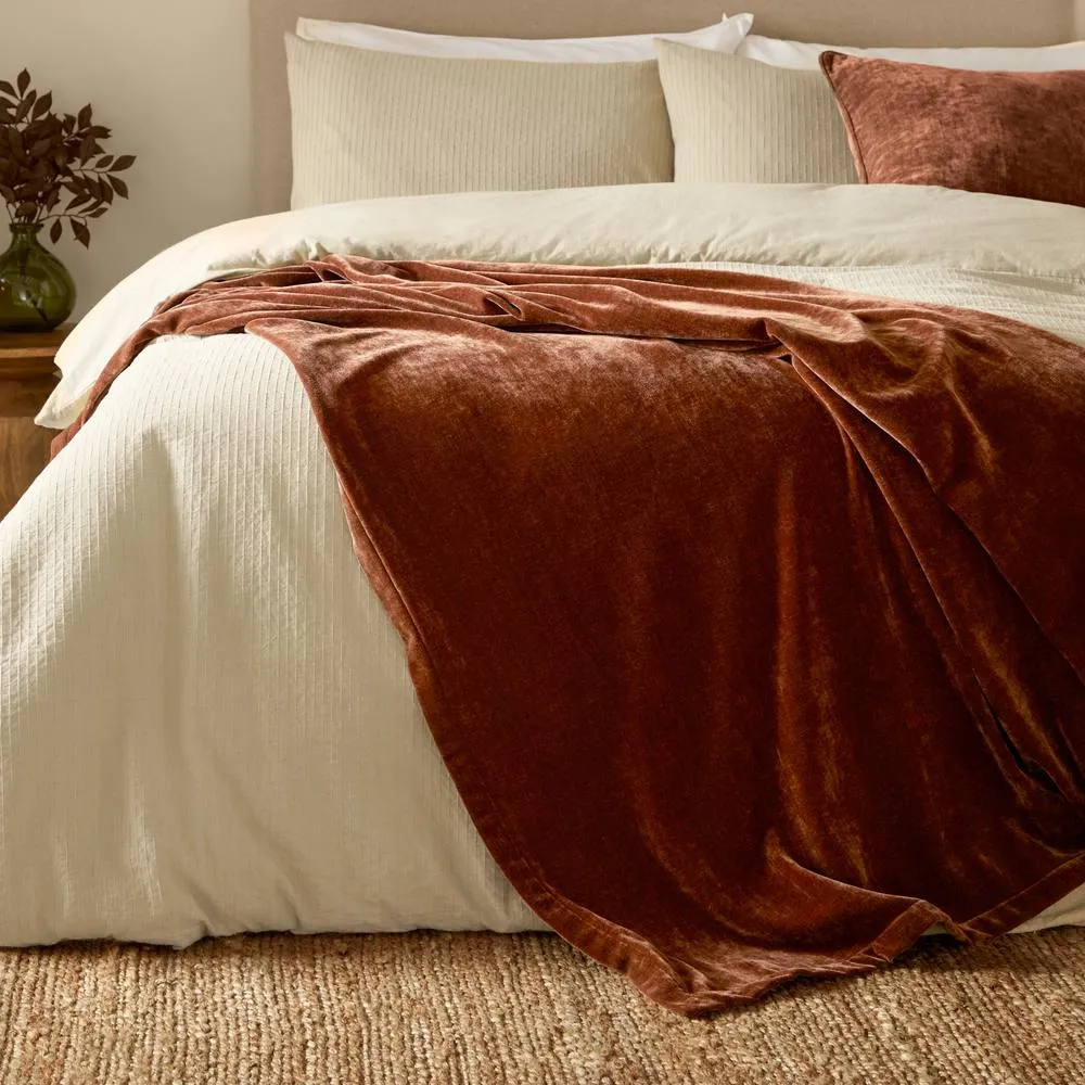 Yard Heavy Chenille Velvet Throw in Tan