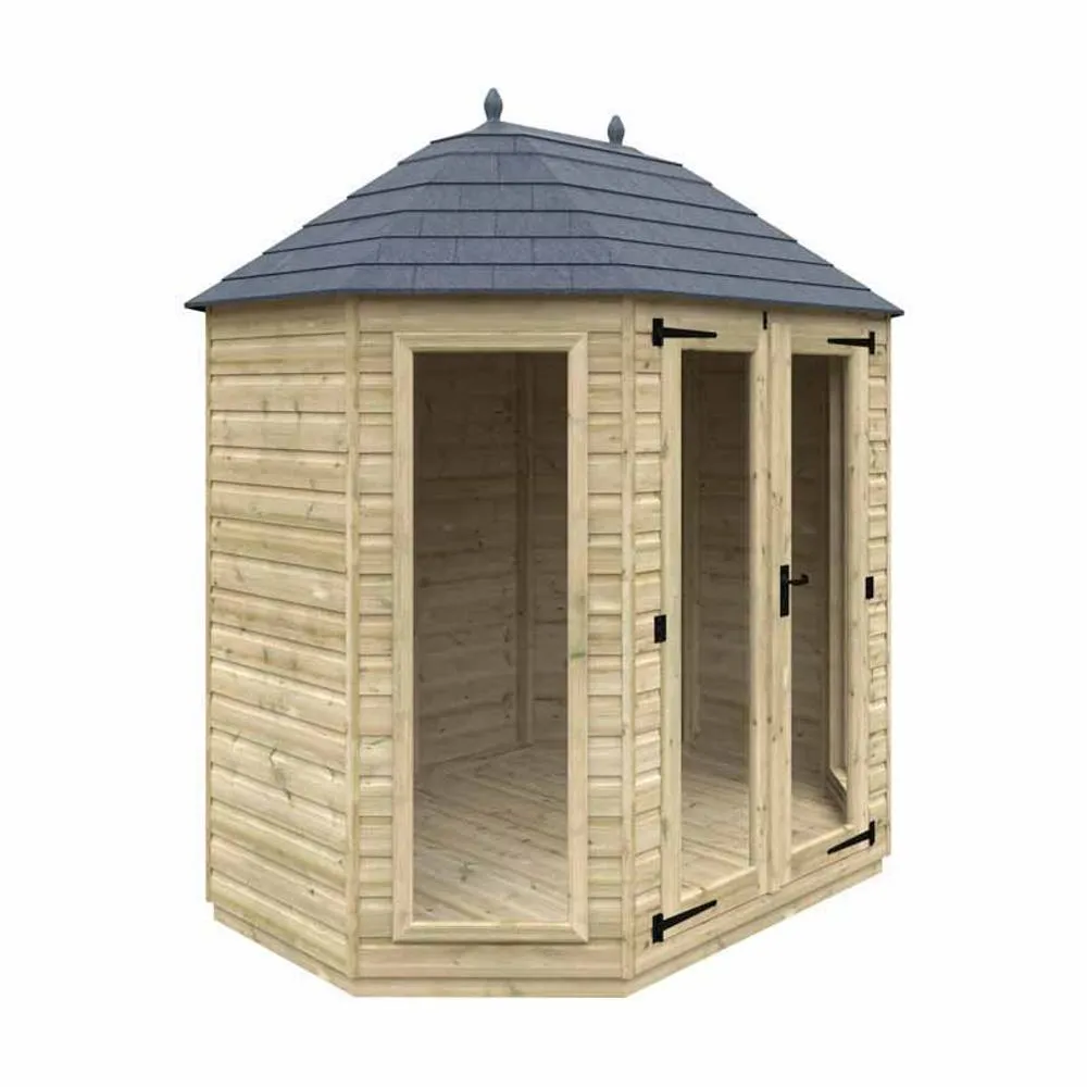Buttercup Farm 8 x 6 Feet Tanalised Octagonal - Full Pane 16mm Shed in Natural