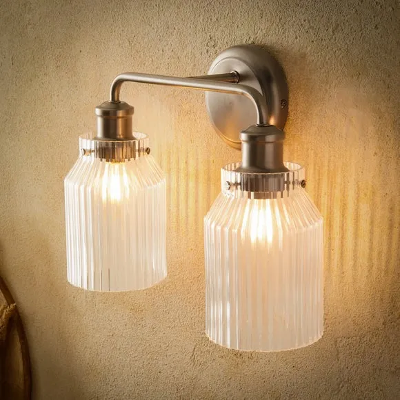 Tobias Ribbed 2 Light Bathroom Wall Light 2