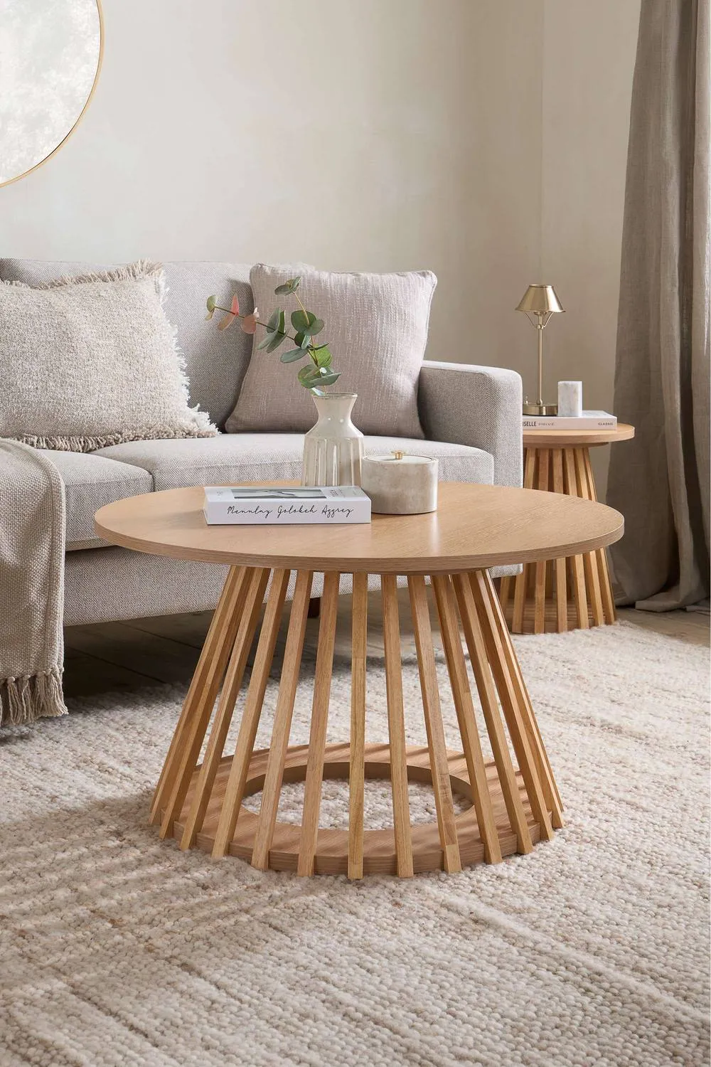 Birlea Kylo Round Slatted Coffee Table in Brown