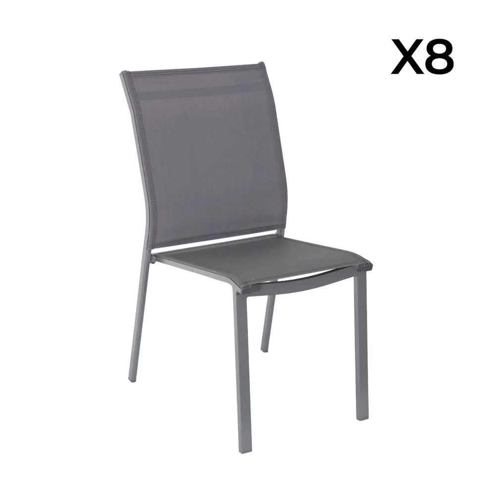 sweeek Acacia wood & aluminium garden table + 8 chairs in Dark Grey 6