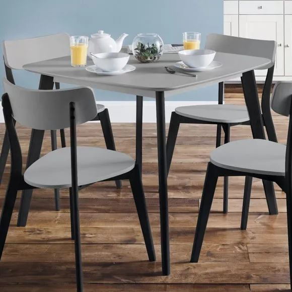 Casa 4 Seater Square Dining Table, Grey and Black
