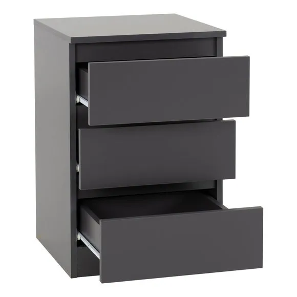 Return - Walker 3 Drawer Bedside Table, Grey 3