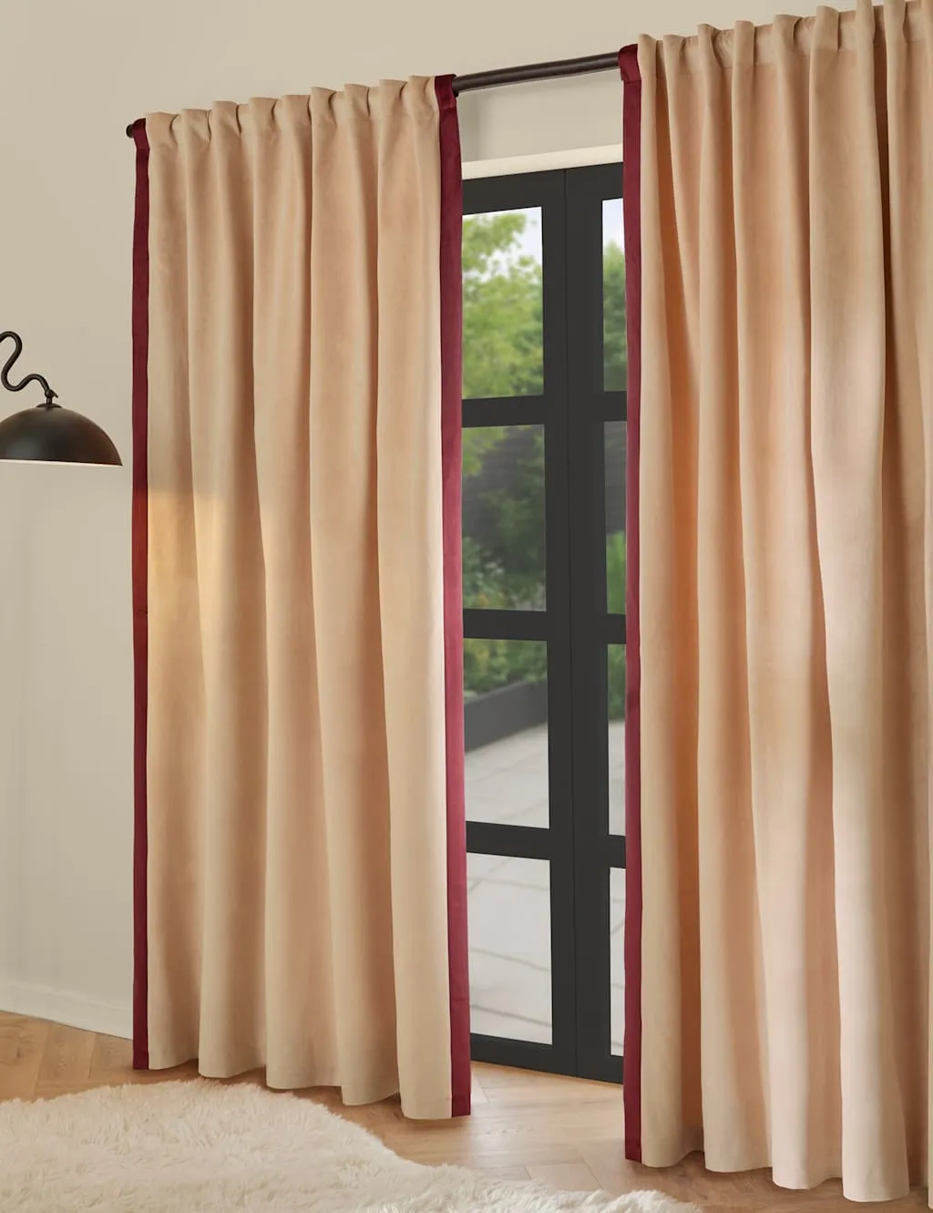 MADE Audley Velour Eyelet Curtains Light Pink