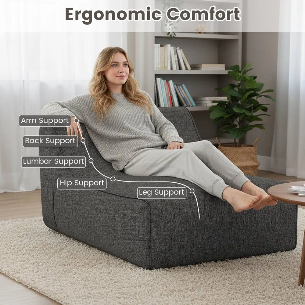 Costway Inflatable Lounge Chair Ergonomic Blow Up Lazy Sofa w/Detachable Cover in Grey 5
