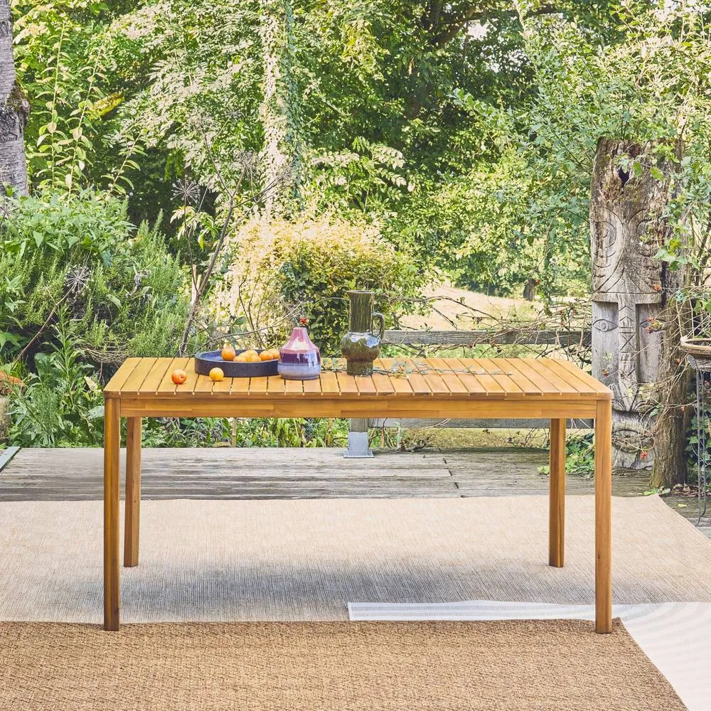 sweeek 8-seater Acacia Wooden Garden Table With Rounded Corners in Light Brown