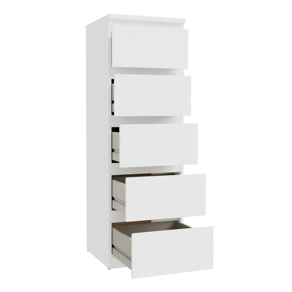 Furniture To Go Edmore 5 Drawer Tall Narrow Chest in White 5