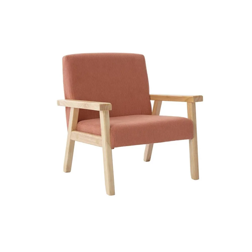 sweeek Children's scandi-style armchair, corduroy & rubberwood in Terracotta 2
