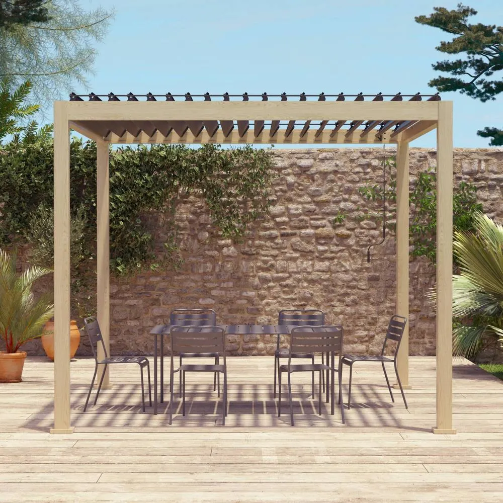 sweeek Louvered pergola aluminium 3 x 3m V2 in Brown 4