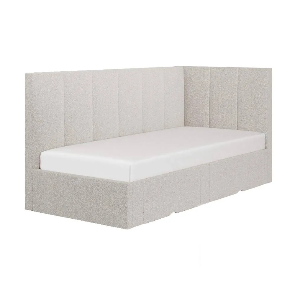Flair Harley Corner Fabric Bed Frame with Storage Drawers in Beige 4