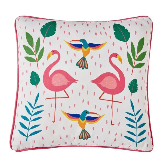 Tropical Flamingo Outdoor Cotton Filled Cushion 3