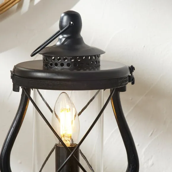 Return - Gibson Black Wood Lantern Table Lamp 3