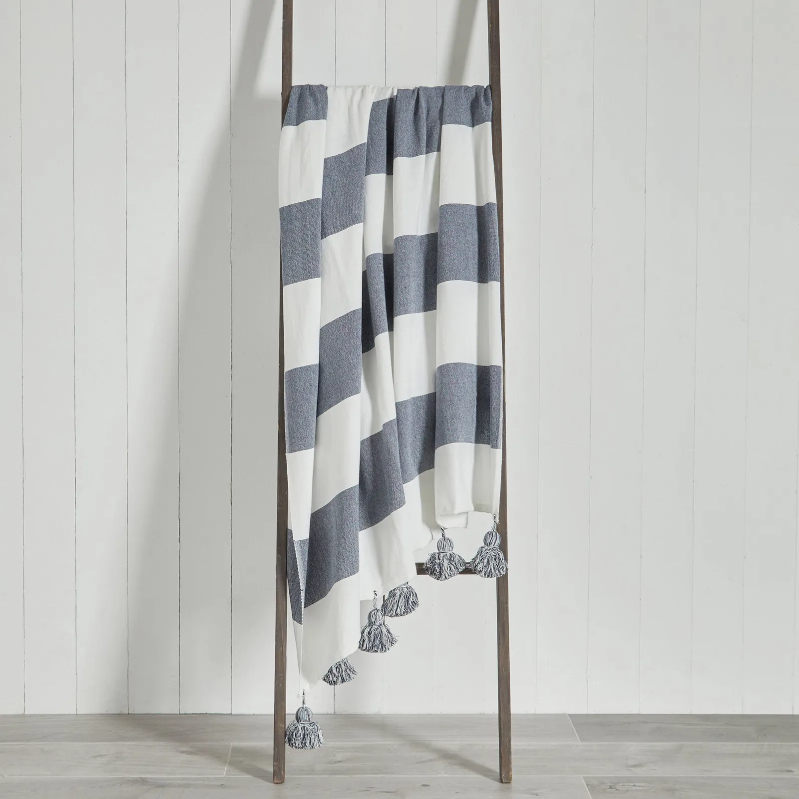 Lucas Stripe 150cm x 200cm Throw Navy Blue and White