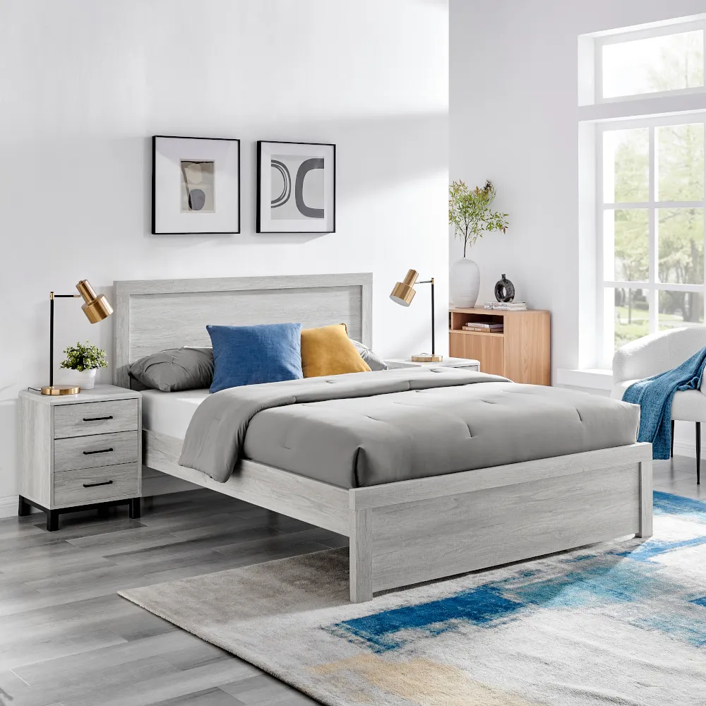Rodley - King Size - Bed - Grey Oak - Wood - 5ft - Happy Beds