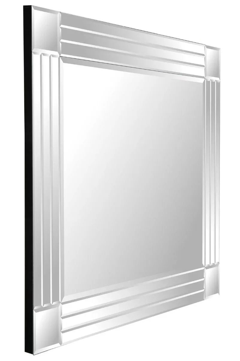 MirrorOutlet Milton All Glass Bevelled Square Corner Mirror 68 x 58 CM in Silver 6