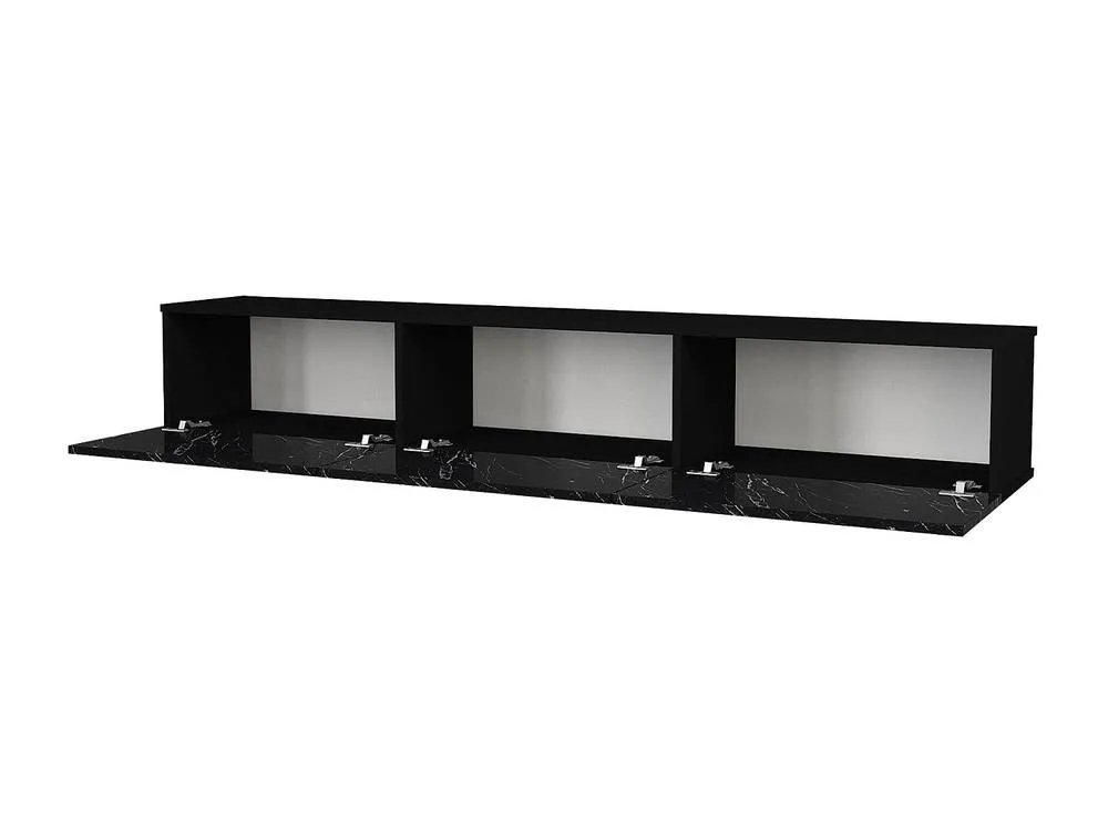 Vente-unique Wall - Mounted TV Unit With 3 Doors - Black Marble Effect - VIKILA 6