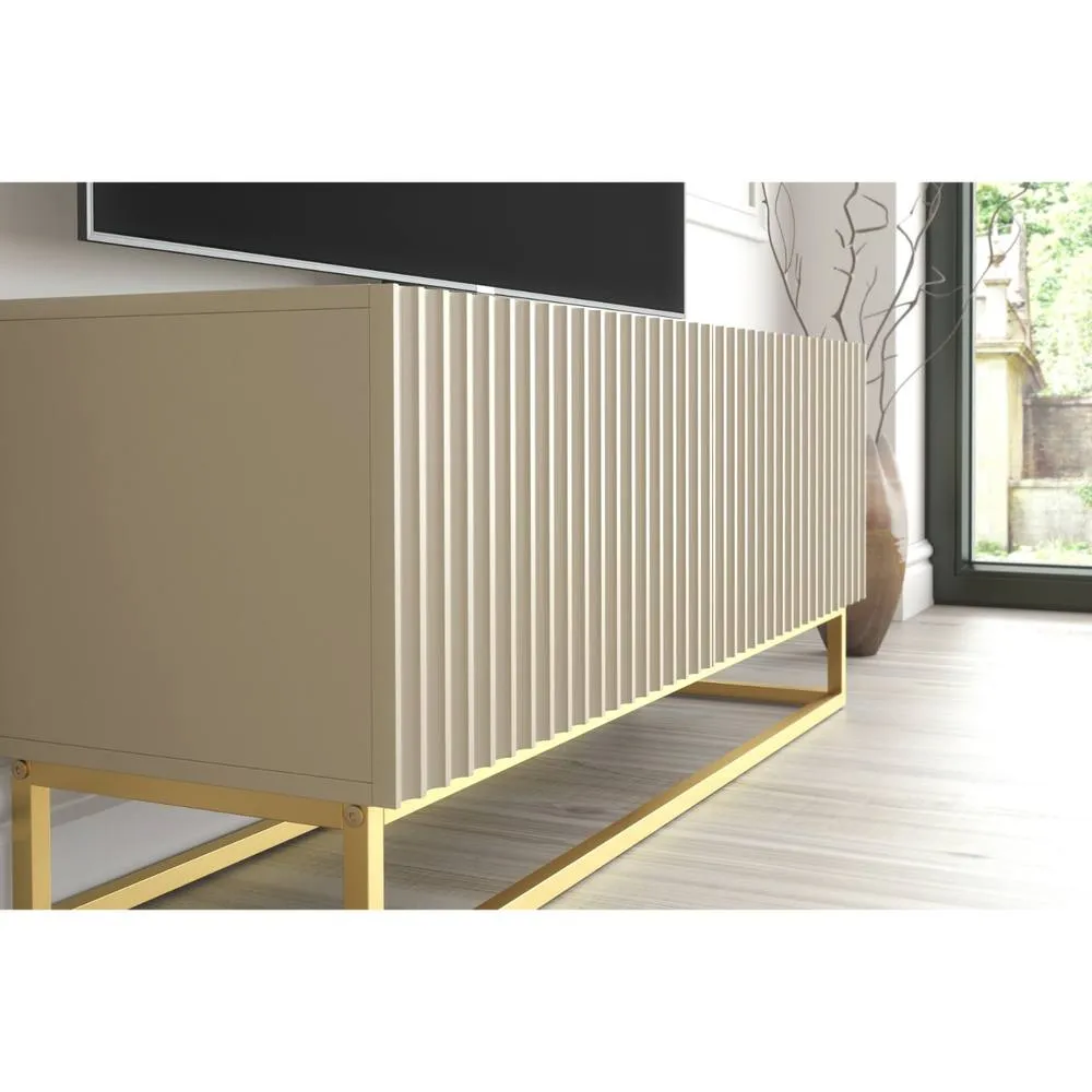 Creative Furniture Ripple TV Unit 100cm - Cashmere Warm Beige Taupe Finish with Gold 5