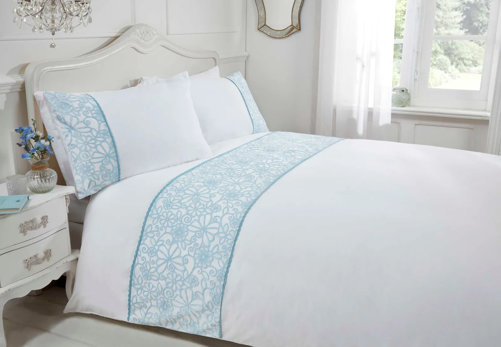 Rapport Home Butterfly Polycotton Duvet Cover Set With Pillowcase in Duck Egg Blue