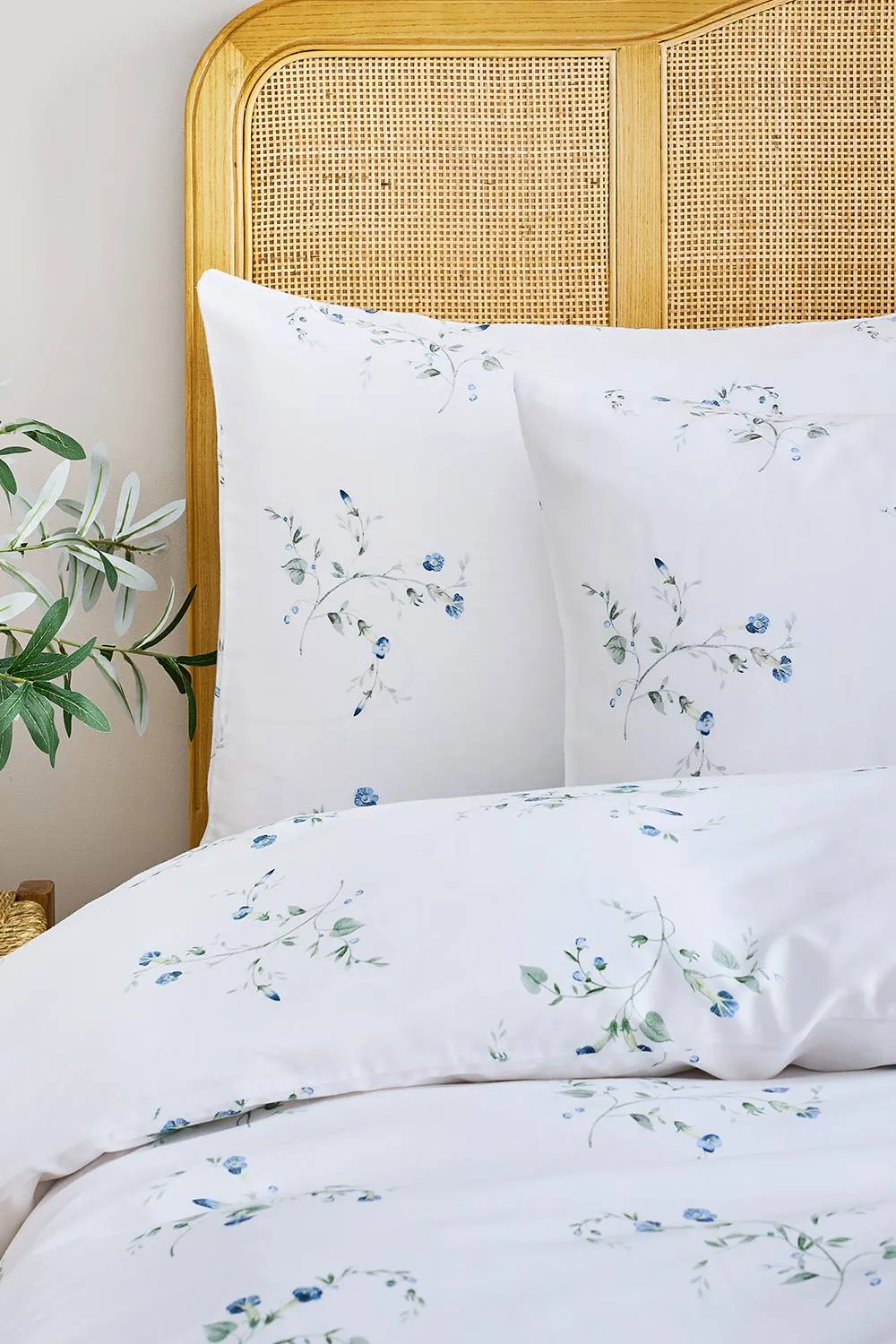 CHRISTY 'Forget Me Not' Wildflower Design Cotton Sateen Standard Pillowcase Pair in Blue 3