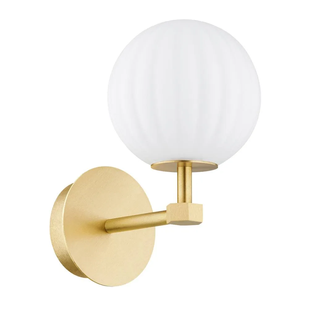 Netlighting Paloma Right Angle Wall Lamp Opal Matt (Fluted) Brushed Brass in White 4