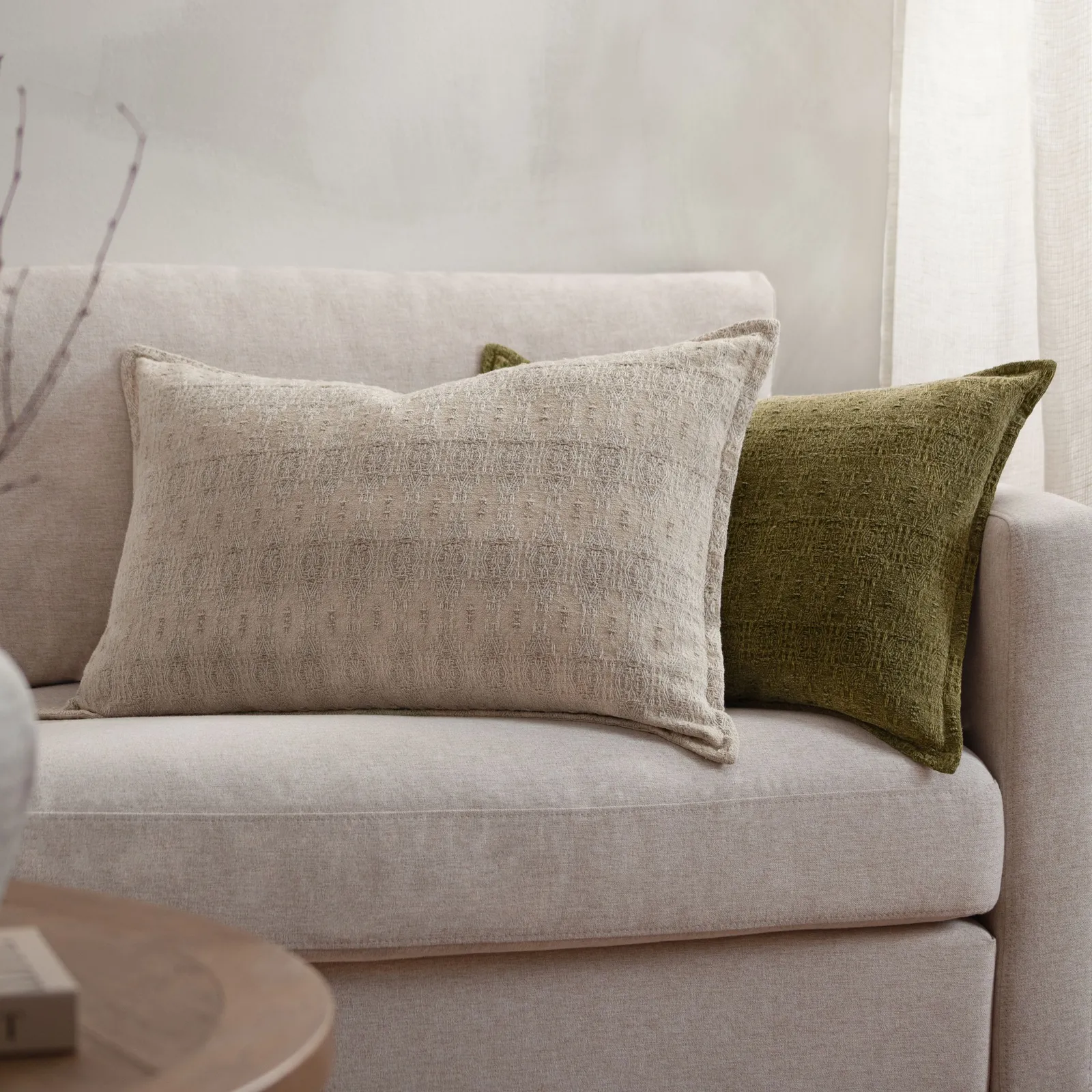 Yard Ramas Textured Jacquard 100% Cotton Cushion in Natural 1