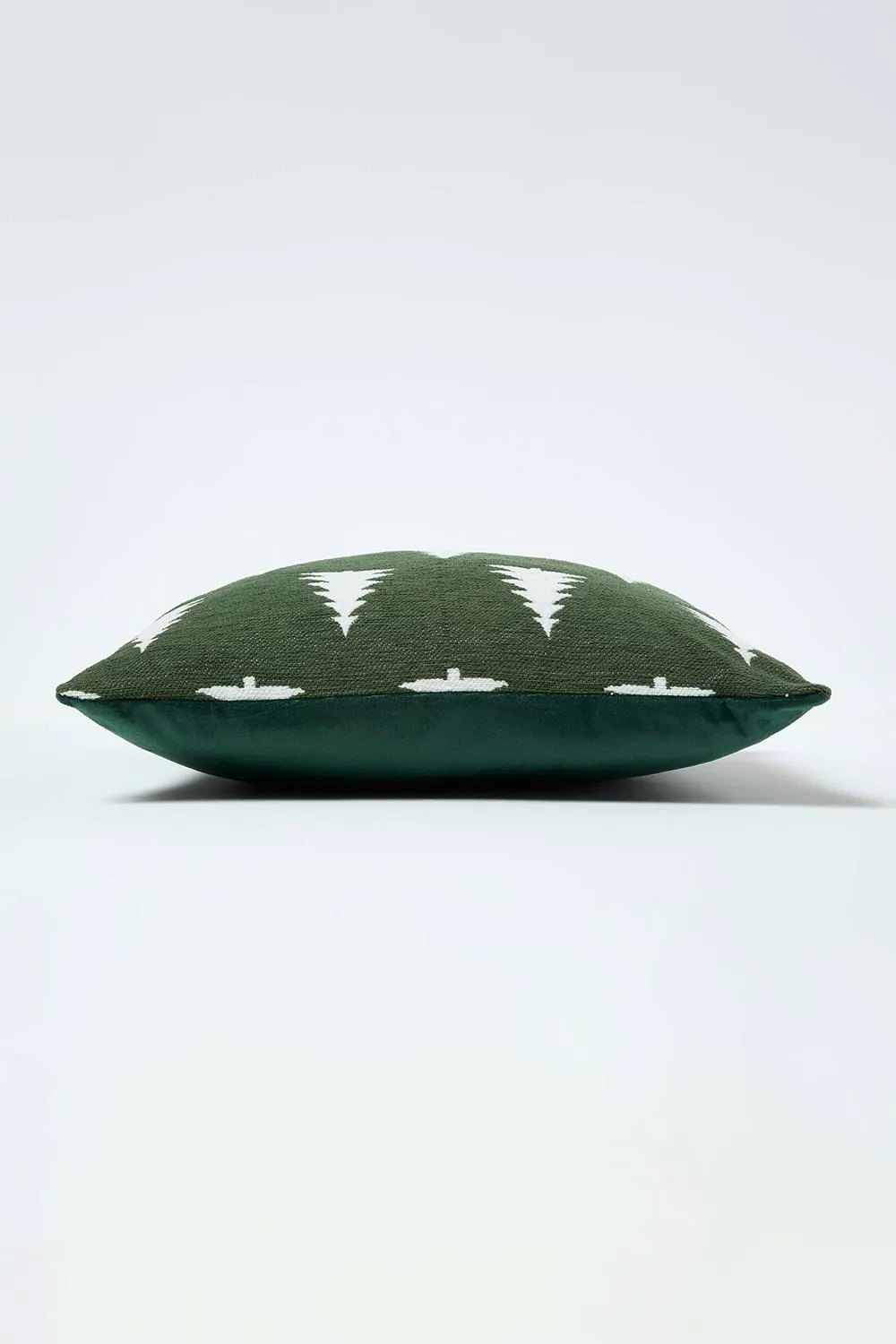 Homescapes Festive Alpine Tree Cushion Moss Green Woven Design 4