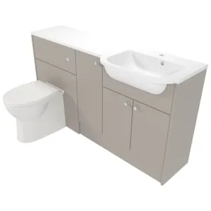 Deccado Benham Soft Suede Right Hand 1500mm Fitted Vanity & Toilet Pan Unit Combination with Right Hand Basin