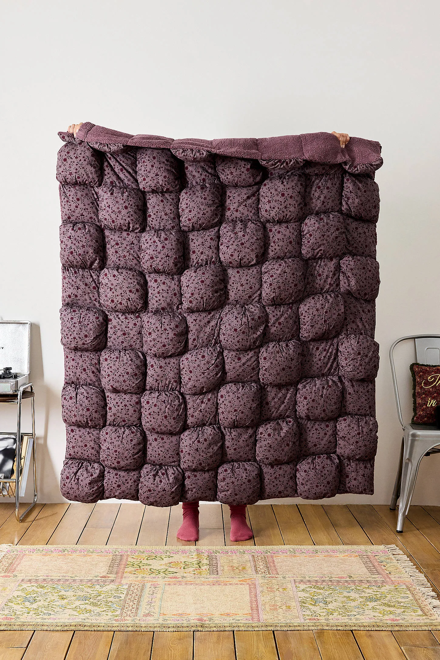 Clarissa Sherpa Puff Throw - Purple 2