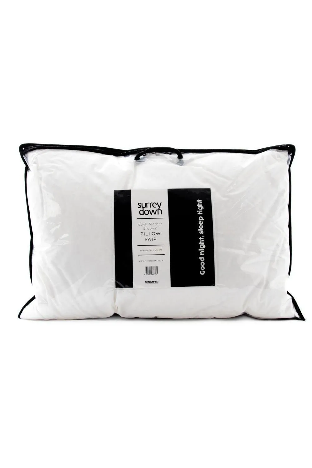 surrey down Duck Feather & Down Medium Firmness Pillow (2 Pack) in White