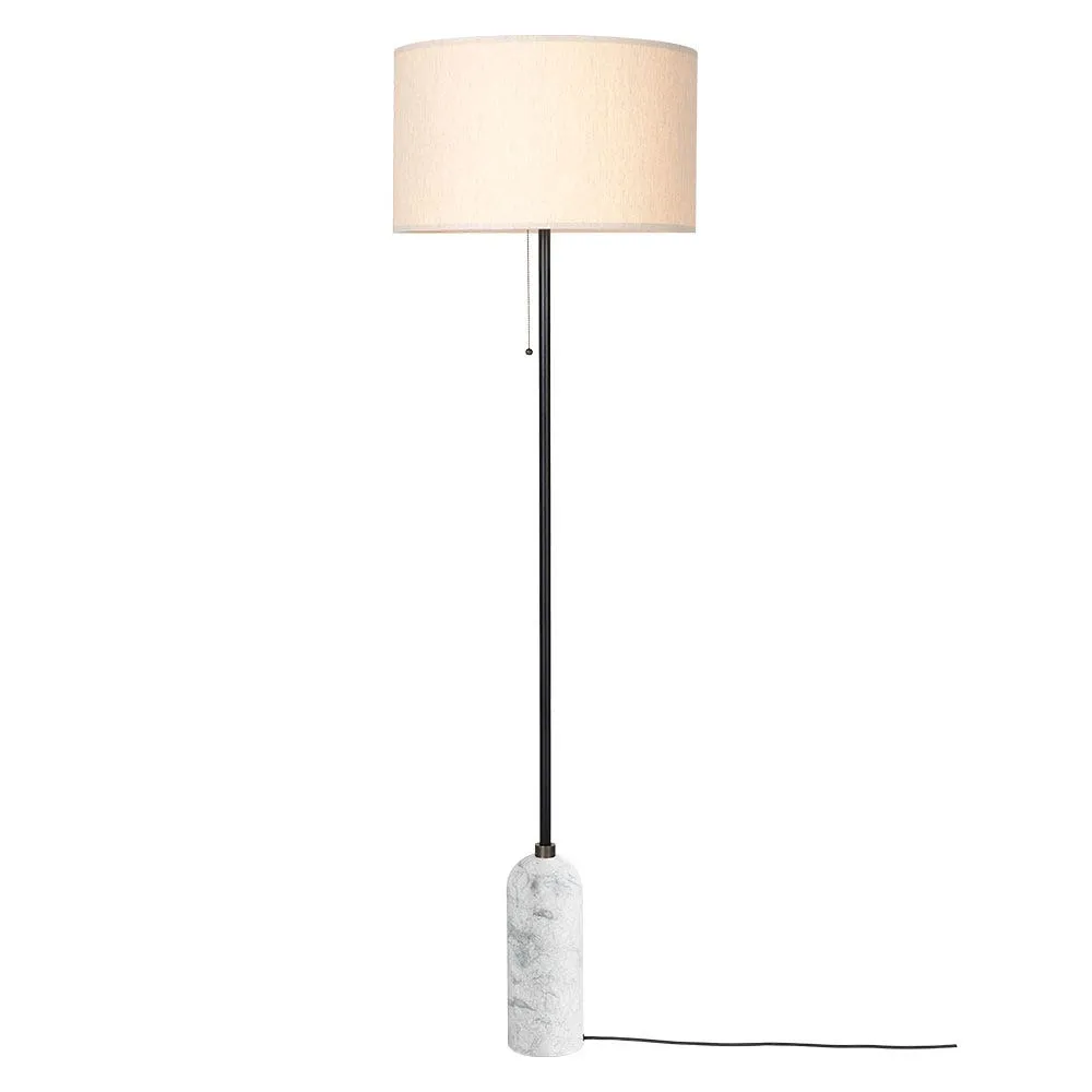 Gubi Gravity Floor Lamp White Marble Base Canvas Shade 2