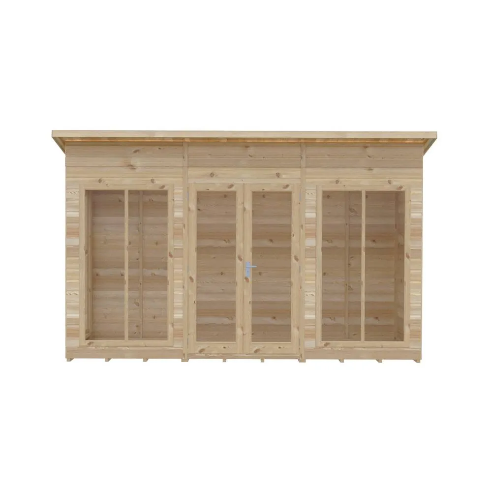 Shires Lela 12x4 Summerhouse - L125.8 x W357 x H229.9 cm in Light Brown