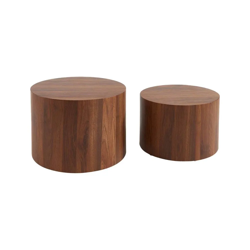 sweeek Set of 2 round nesting coffee tables wood effect in Dark Brown 2