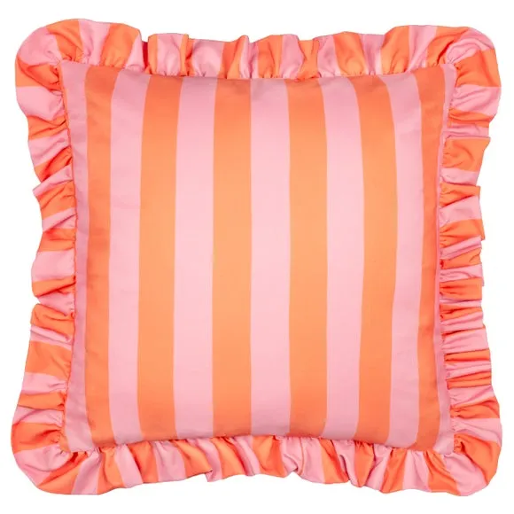 Palm Royale Stripe Ruffle Outdoor Square Cushion 1