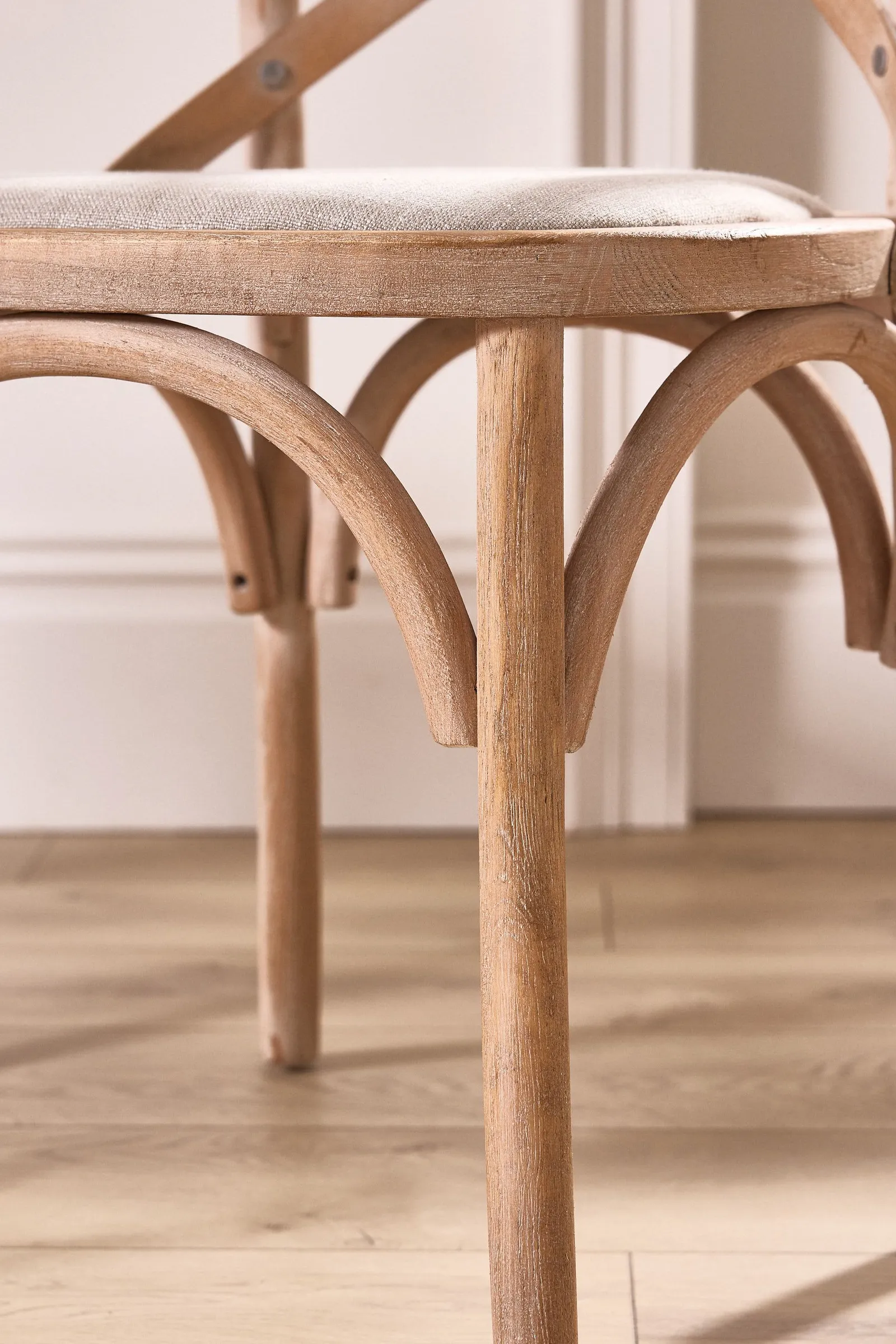 Dibor Set of 2 Rustic Vintage Nemours Solid Wood Frame Home Furniture Dining Chairs in Natural 4