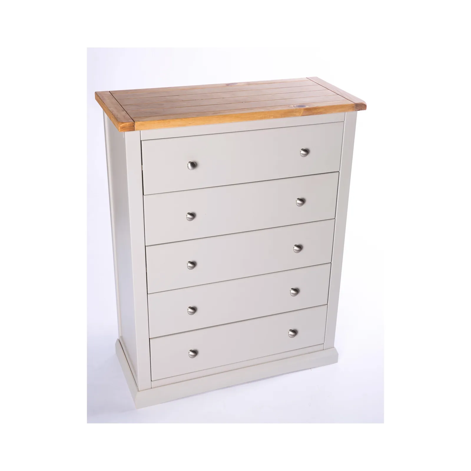 Cabinet Bits Loreo 5 Drawer Chest of Drawers Chrome Knob in Light Grey 3