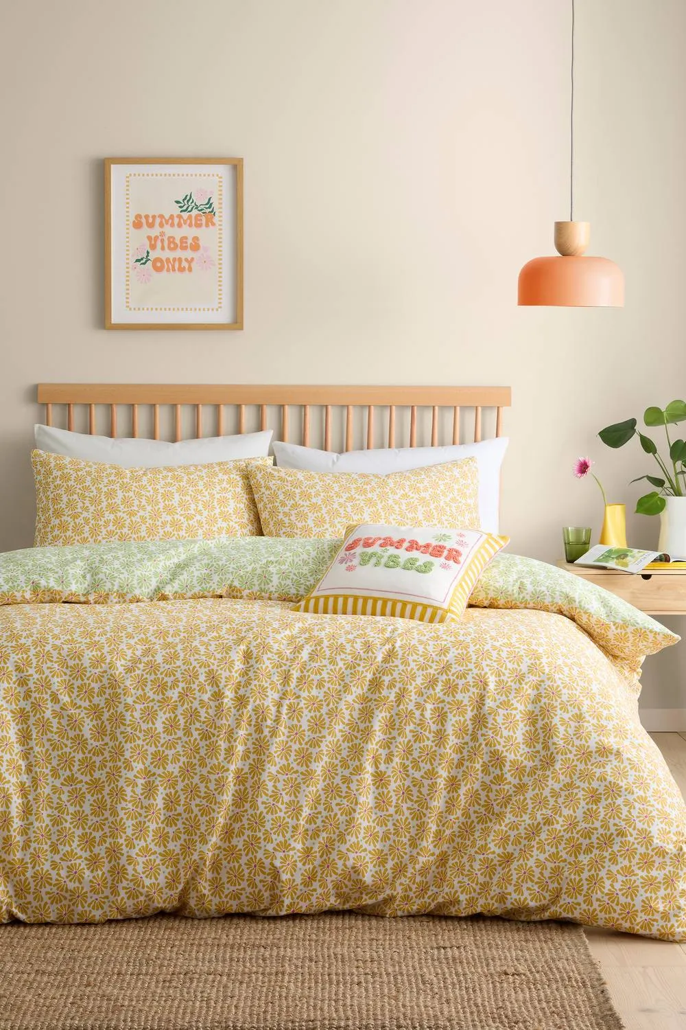 Fusion 'Summer Vibes' Slogan Embroidered Filled Cushion 4