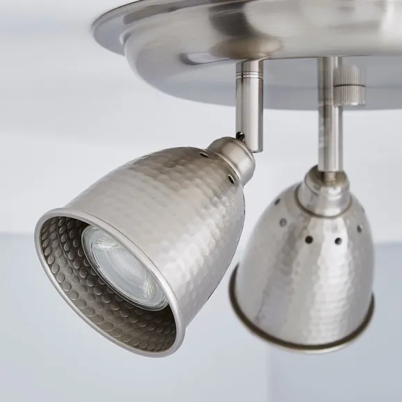 Filbert 3 Light Hammered Chrome Semi Flush Spotlight 3