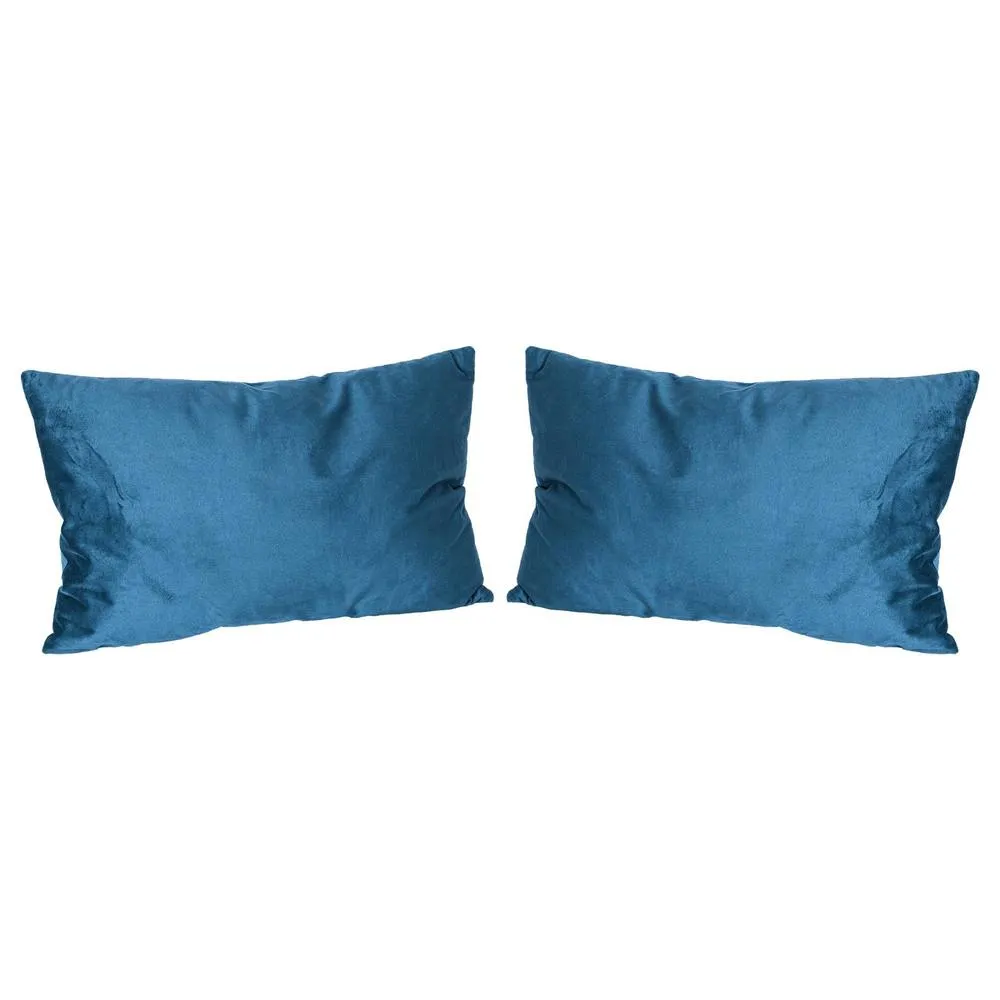 Nicola Spring Rectangle Velvet Cushions - 60cm x 40cm - Pack of 2 in Blue