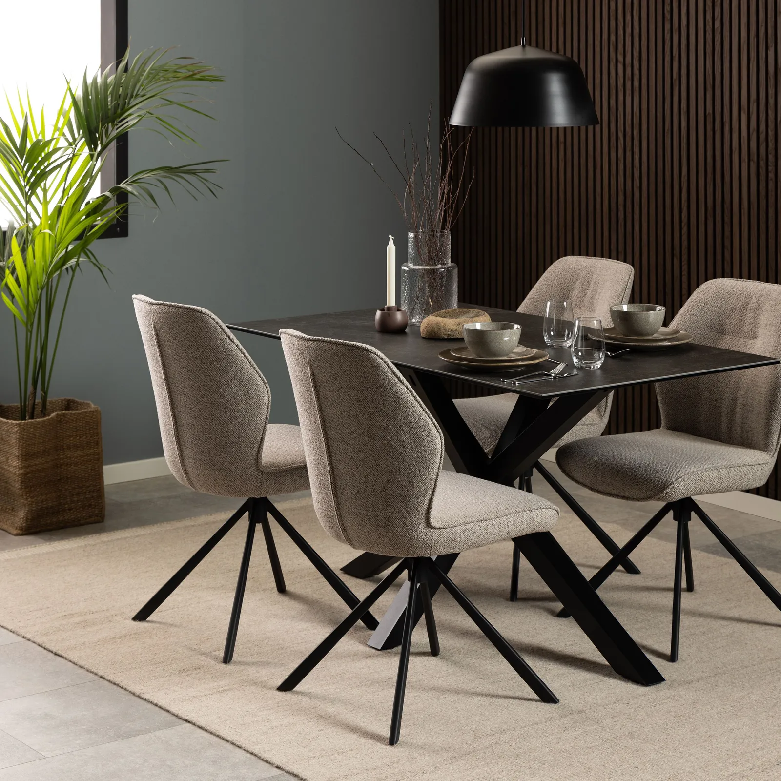 Furniture To Go Heaven Dining Table with Ceramic Black/White/Brown/Grey Top 135cm in Black 4