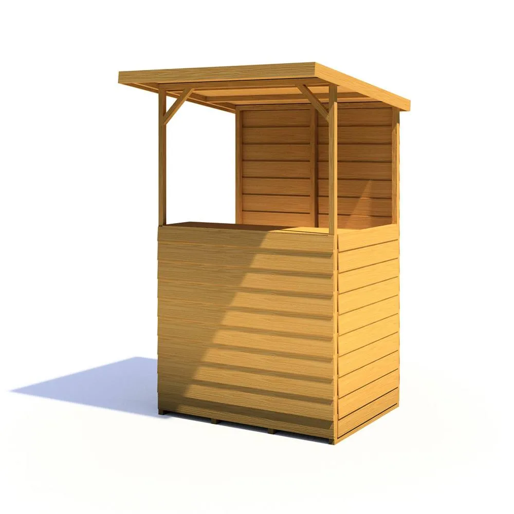 Shires Tiki 4 x 3 Feet Garden Bar - Wood - L89 x W119 x H205.4 cm in Light Brown 2