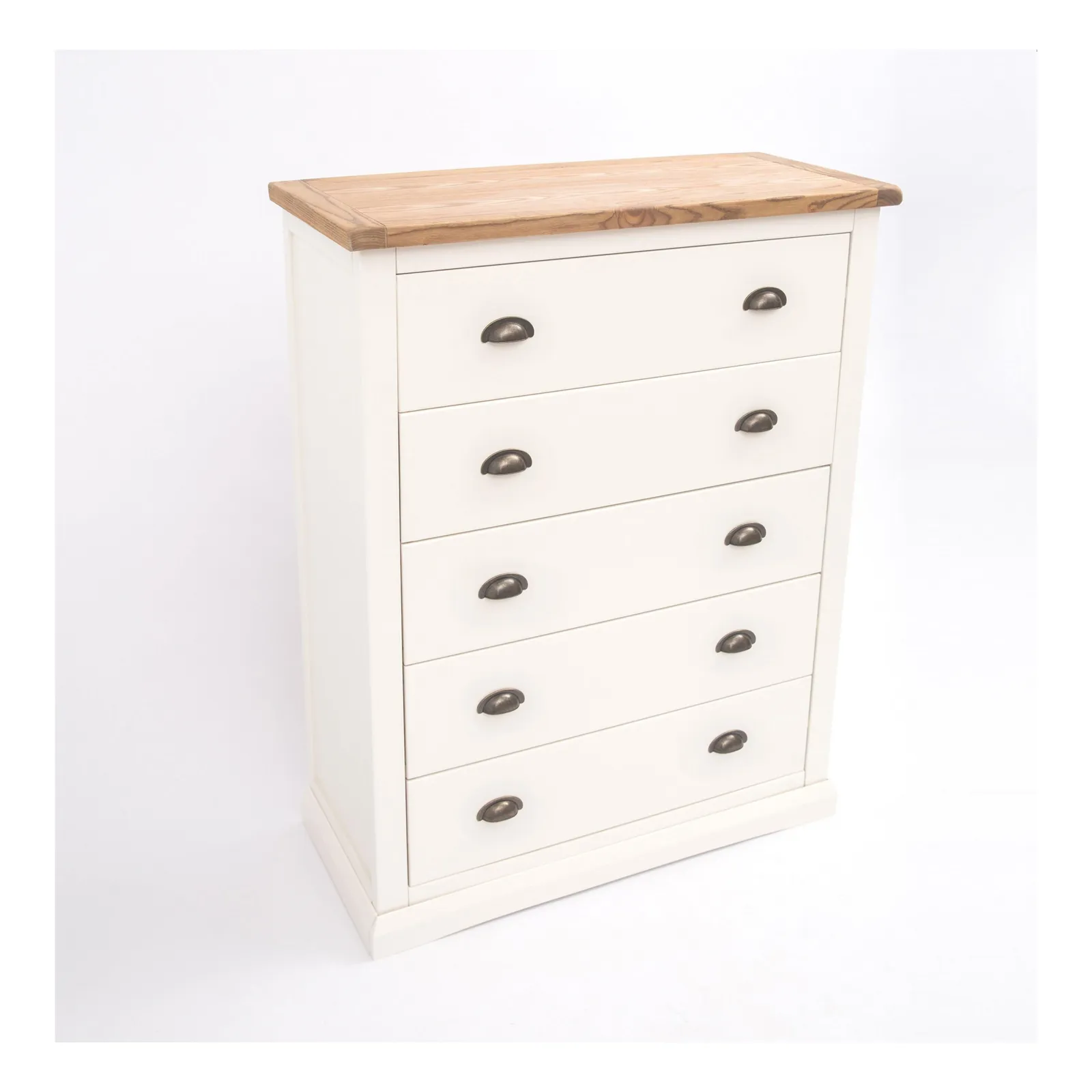 Cabinet Bits Cosenza 5 Drawer Chest of Drawers Brass Cup Handle in Off-White 4