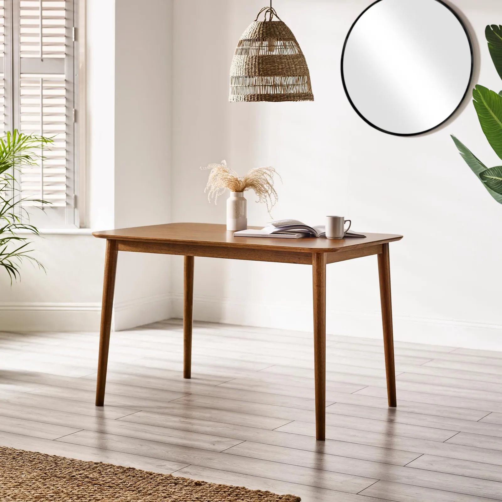 FurnitureboxUK Lynton Small Walnut Colour Wooden Dining Table & 4 Dining Chairs 2