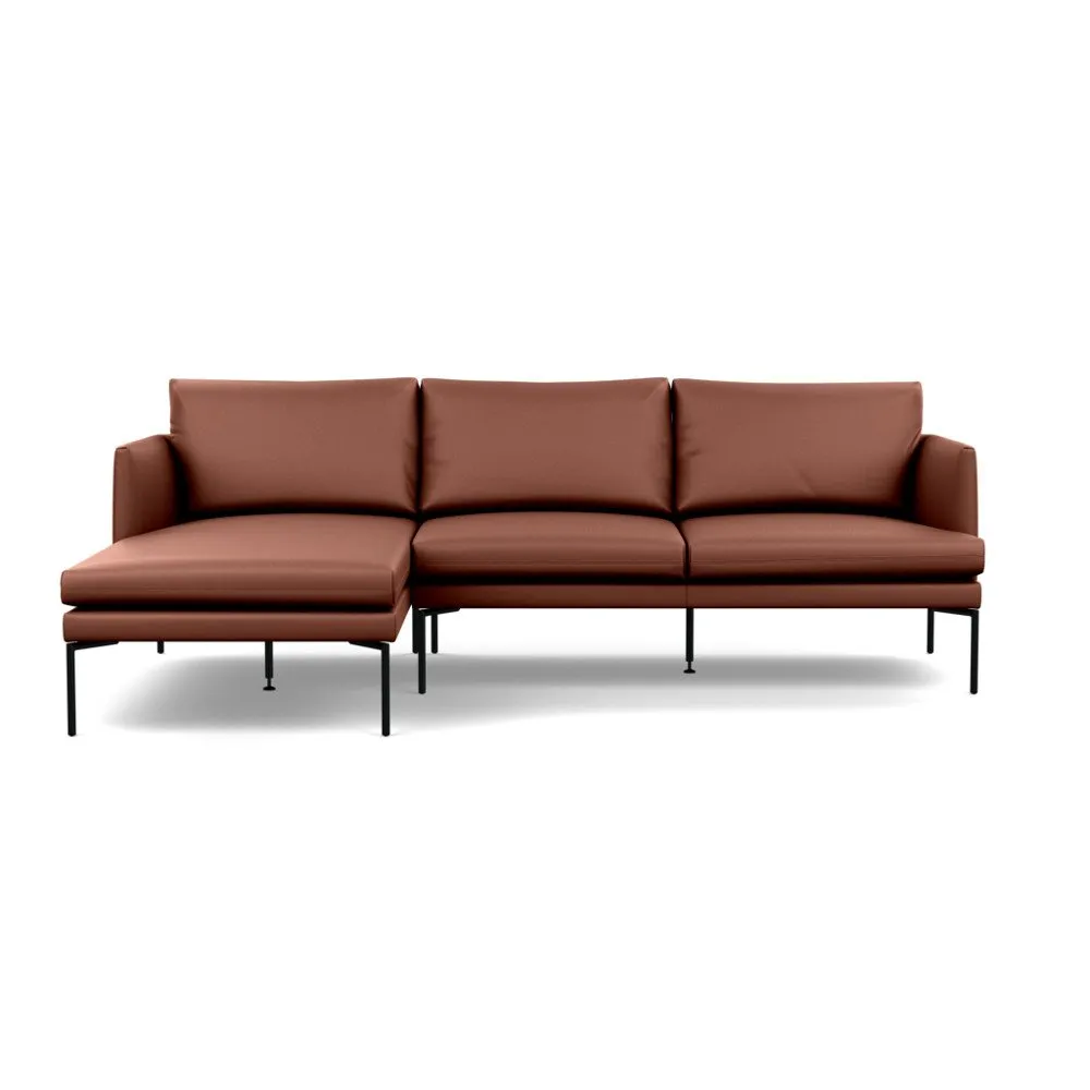 Heal's Matera Left Hand Facing Chaise Sofa Grain Leather Dark Brown 068 Black Feet 1