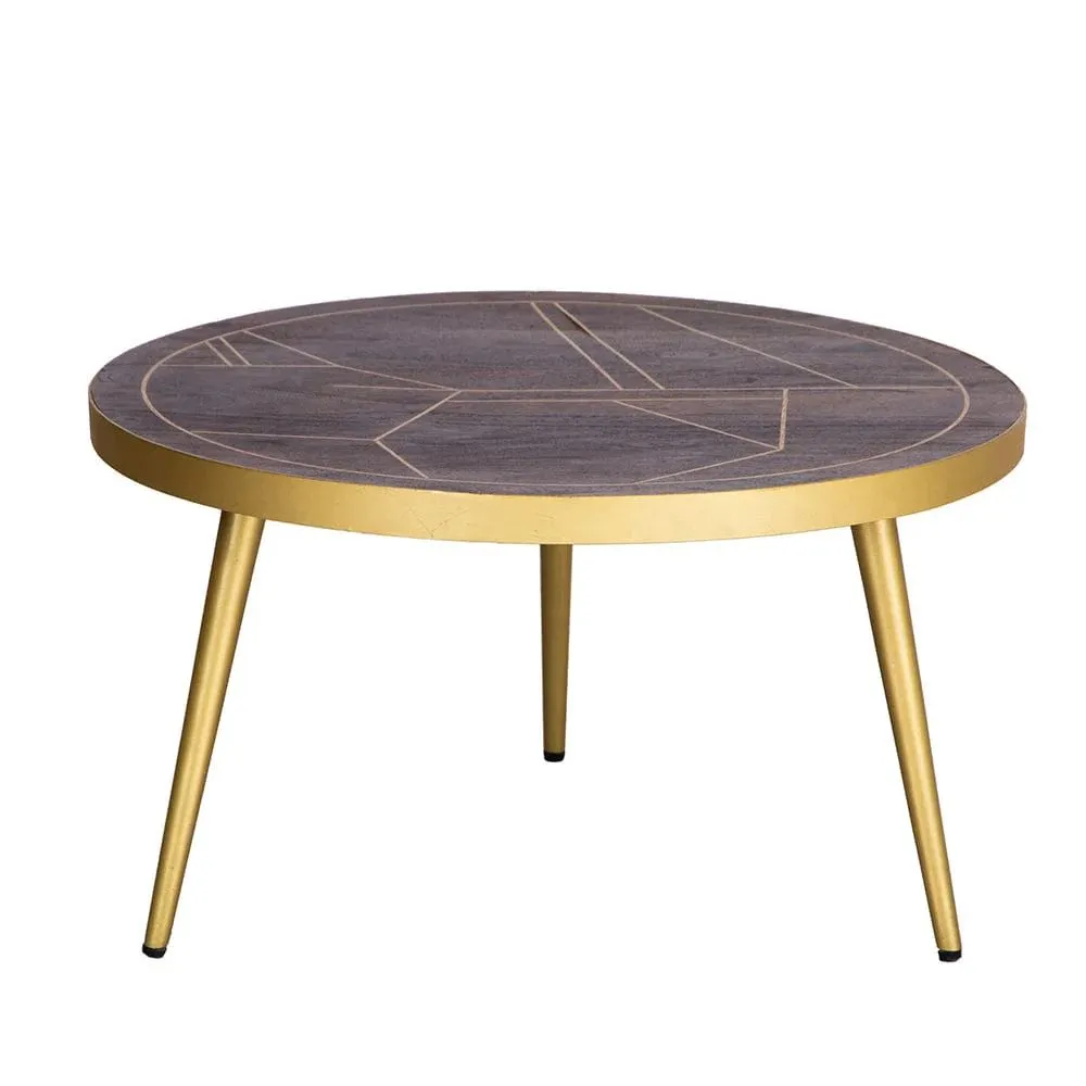 IH Design Jusleen Solid Mango Wood Round Coffee Table in Brown 6