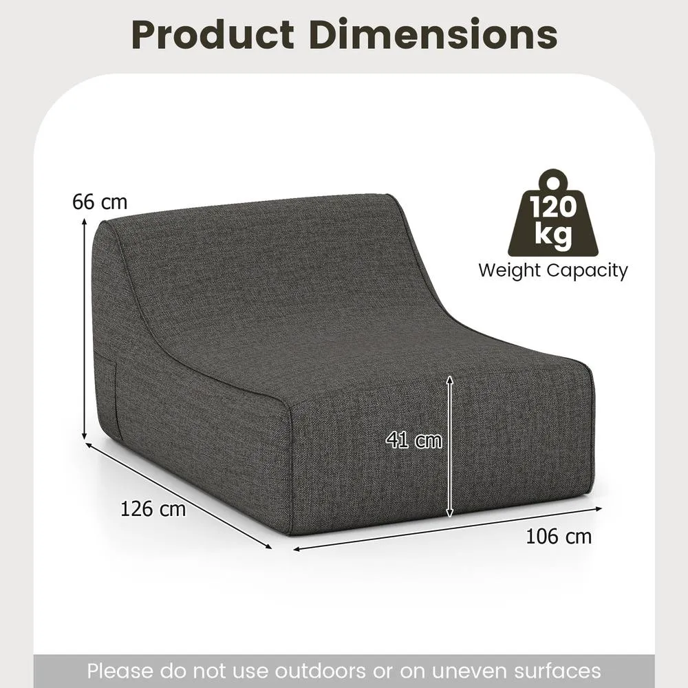 Costway Inflatable Lounge Chair Ergonomic Blow Up Lazy Sofa w/Detachable Cover in Grey 2
