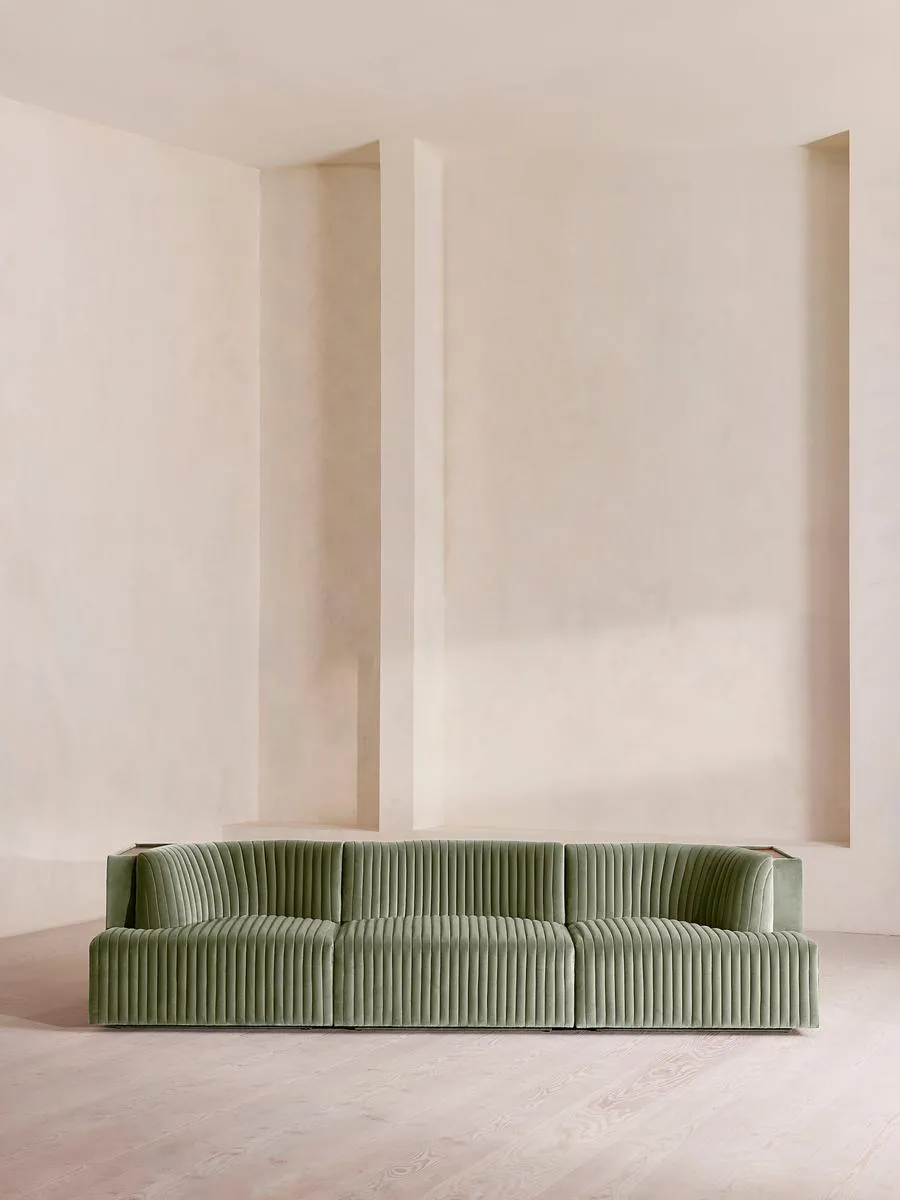 Hamish Modular Sofa, Four Seater, Velvet, Seafoam