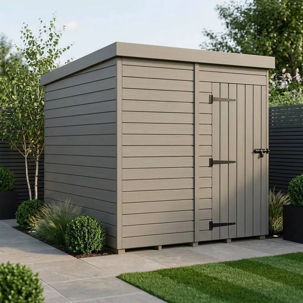 Buttercup Farm 7ft x 9ft Composite Pent Garden Shed Single Door No Windows - Grey 2