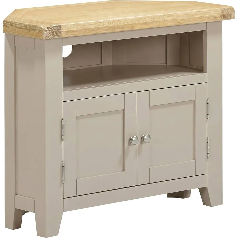 Seconique Windsor Corner Tv Unit (Fully Assembled) - Putty/Oak in Beige 3