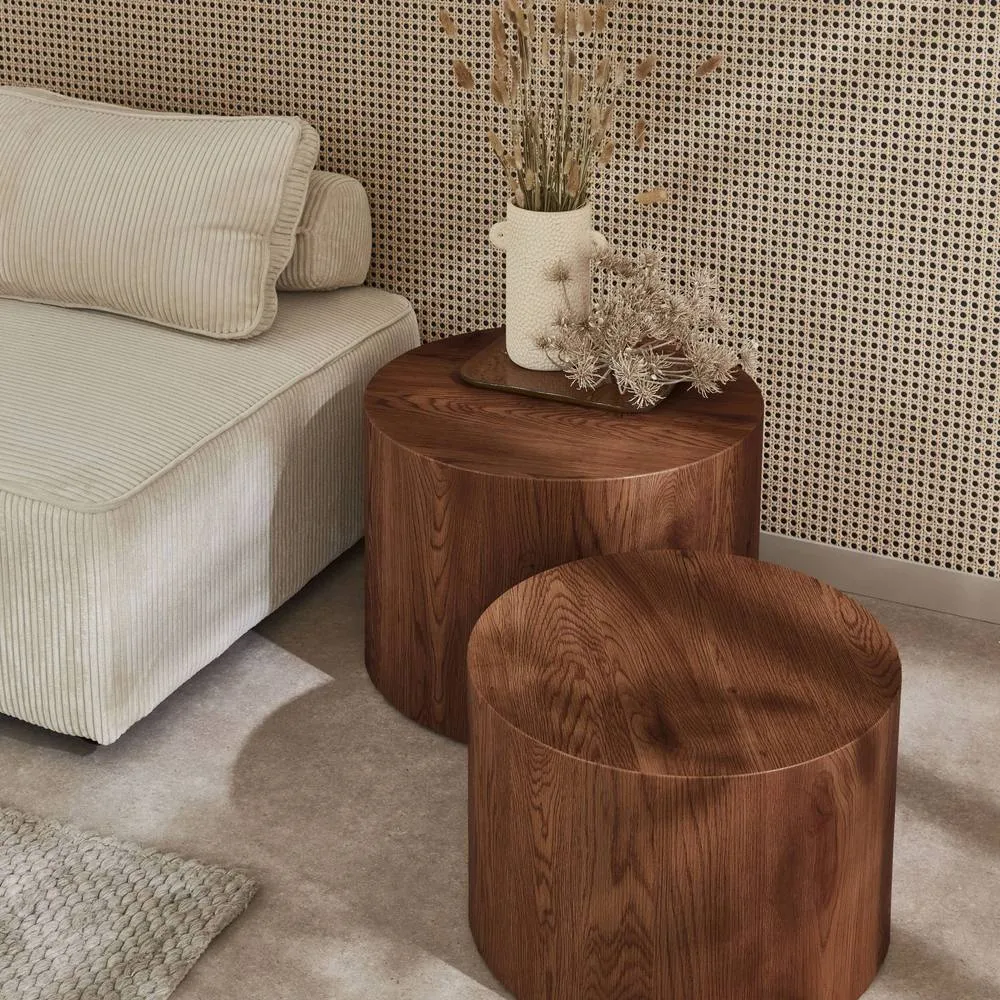 sweeek Set of 2 round nesting coffee tables wood effect in Dark Brown 4