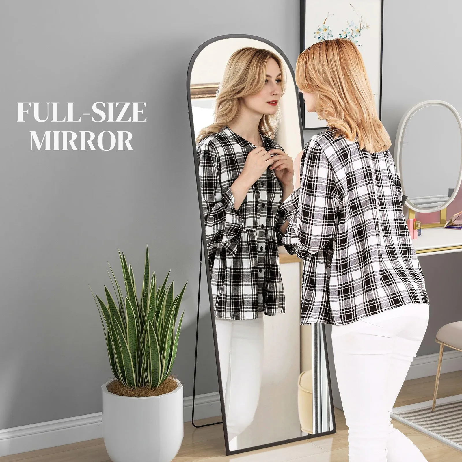 HOMCOM Full Length Mirror Hanging or Leaning Freestanding Floor Mirror in Black 4